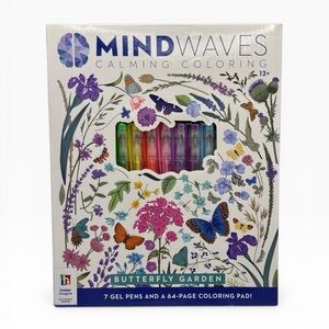 MindWaves Butterfly Garden Coloring Set 64 Page Pad 7 Gel Pens Kit NEW